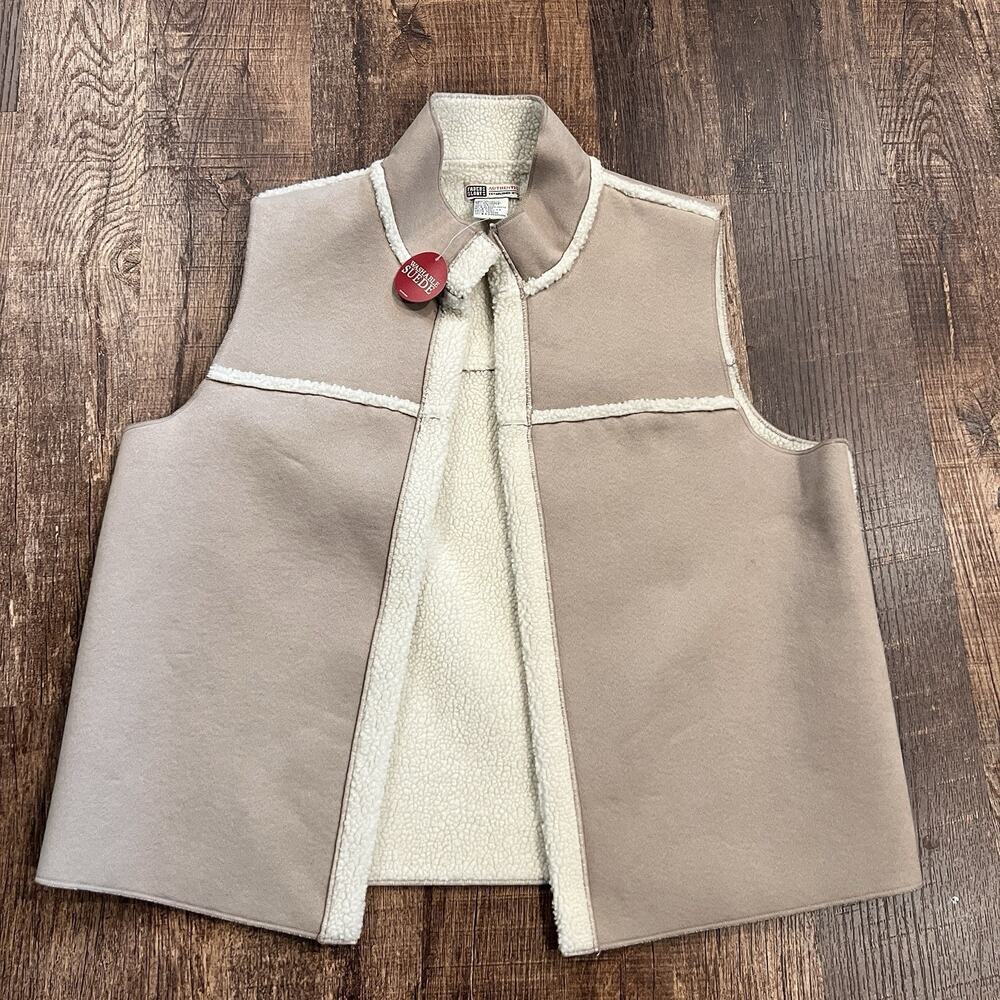NWT Vintage Faded Glory Women Faux Suede Vest Sz Large